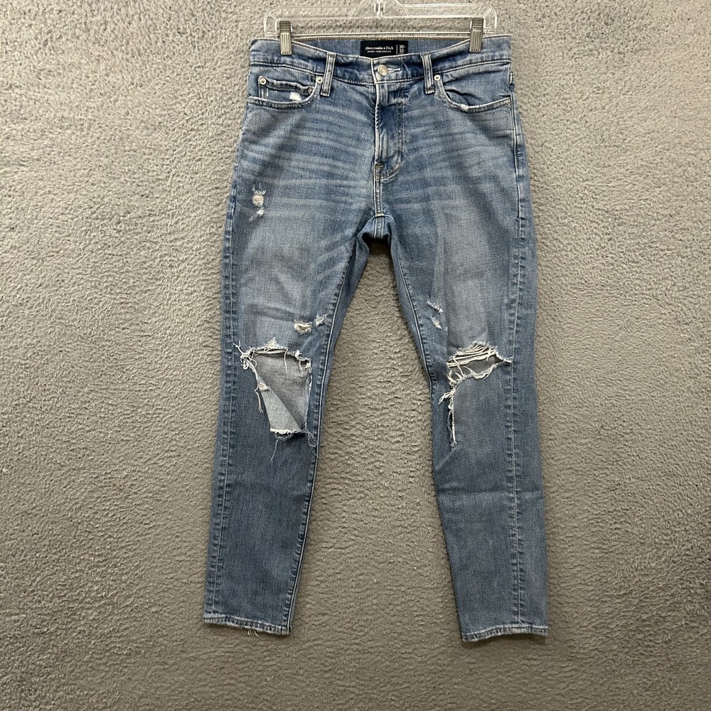 Abercrombie Fitch Jeans Mens 30x32 Blue Denim Skinny Taper Stretch Light Wash